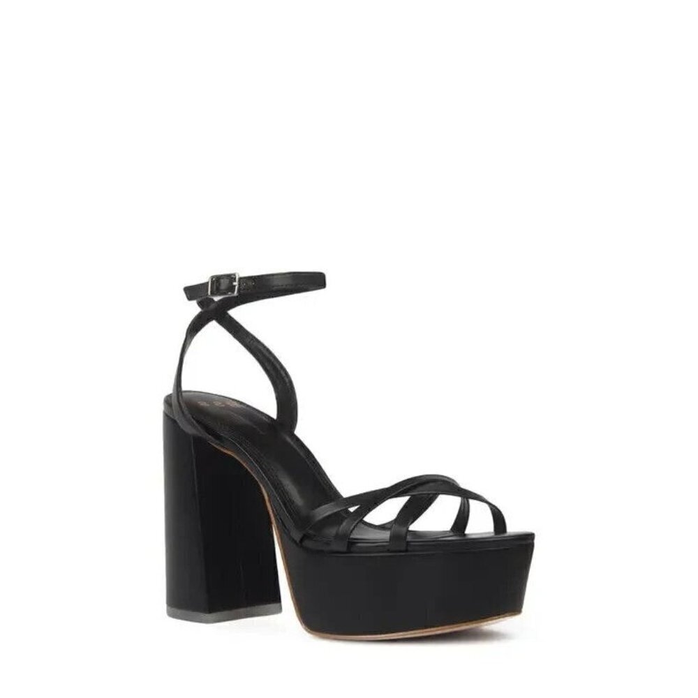 BLACK suede Studio "Emani" BNWT black strappy platform heels women NEW